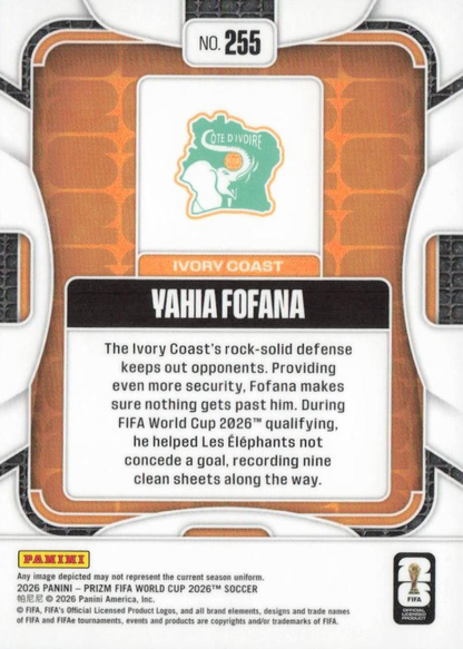 2026 Panini Prizm World Cup Yahia Fofana RC #255 Côte d'Ivoire