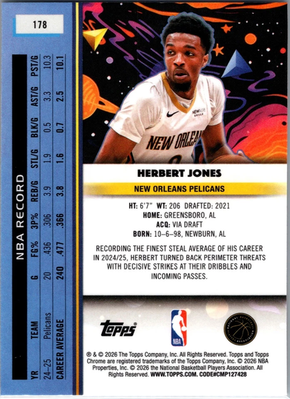 2025 Topps Chrome Cosmic Herbert Jones #178 New Orleans Pelicans