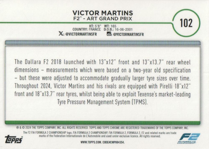 2024 Topps Chrome Formula 1 Victor Martins F2C #102 ART Grand Prix