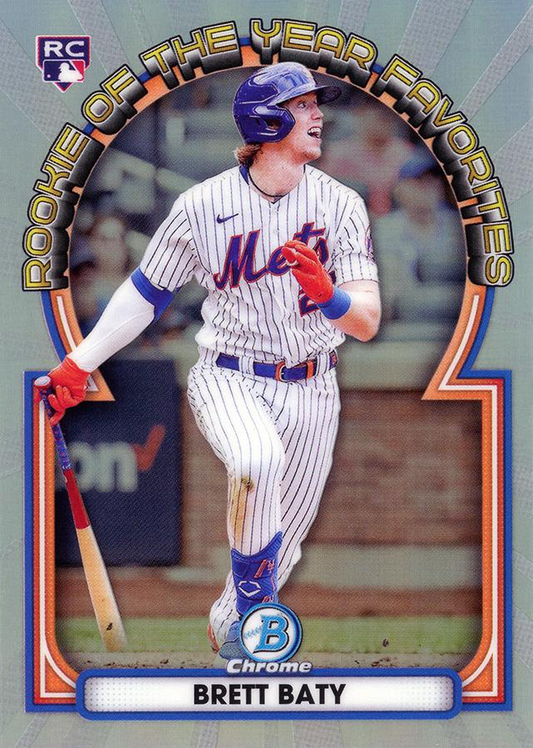 2023 Topps Bowman Chrome Rookie of the Year Favorites Brett Baty New York Mets #ROYF-3