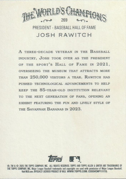 2025 Topps Allen & Ginter Josh Rawitch #269 Autres