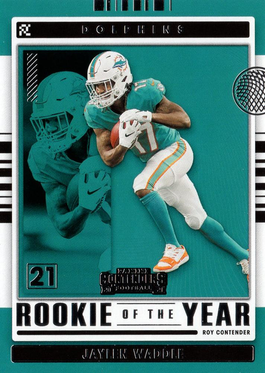 2021 Panini Contenders Rookie of the Year Contenders Jaylen Waddle RC Miami Dolphins #ROY-JWA