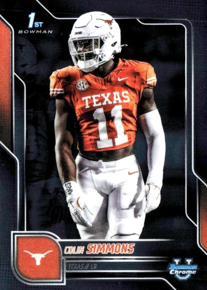 2025 Topps Bowman U Chrome Colin Simmons 1st #122 Texas Longhorns
