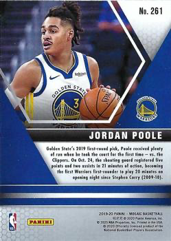 2019 Panini Mosaic Jordan Poole RC NBA Debut #261 Golden State Warriors