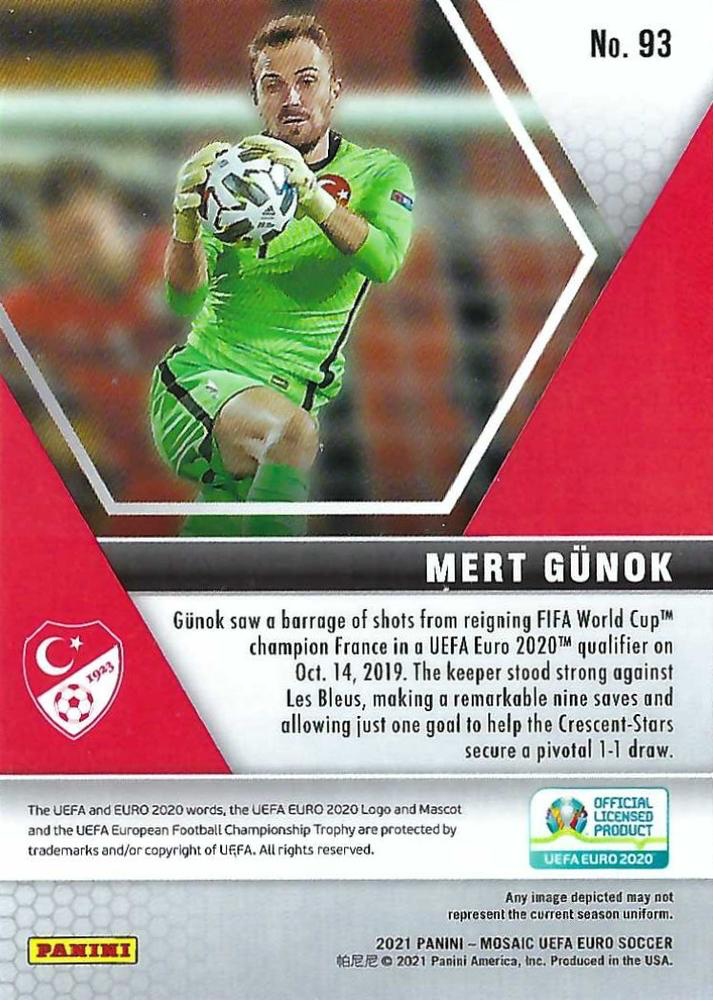 2021 Panini Mosaic UEFA EURO 2020 Mert Günok #93 Turquie