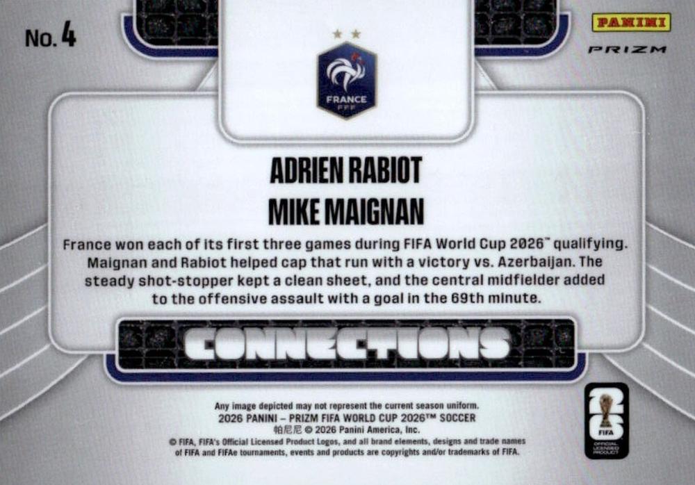 2026 Panini Prizm FIFA World Cup Connections Silver Rabiot/Maignan #4 France