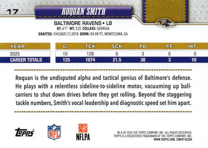 2026 Topps Flagship Roquan Smith #17 Baltimore Ravens