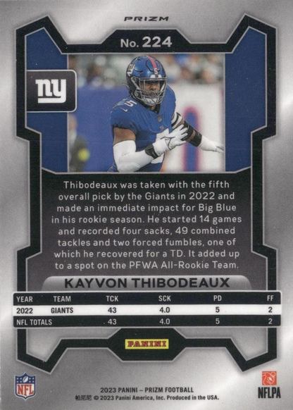 2023 Panini Prizm Silver Kayvon Thibodeaux New York Giants #224