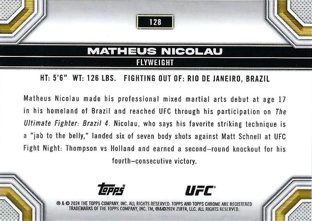2024 Topps Chrome UFC Matheus Nicolau #128