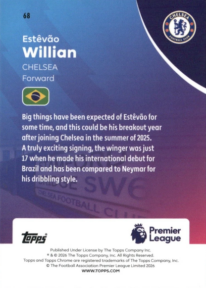 2025 Topps Chrome Premier League Estevao RC #68 Chelsea FC