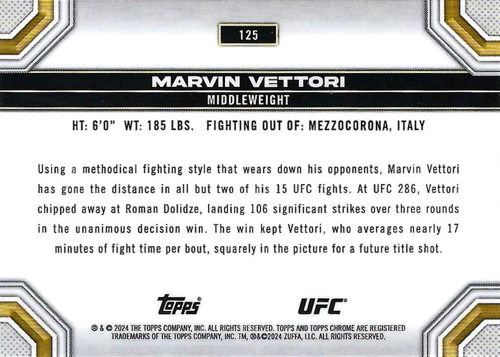 2024 Topps Chrome UFC Prism Marvin Vettori #125