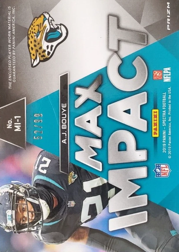 2023 Panini Spectra Patch /99 AJ Bouye #MI-1 Jacksonville Jaguars