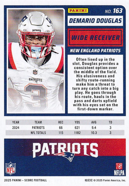 2025 Panini Score Demario Douglas #163 New England Patriots