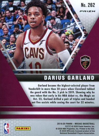2019 Panini Mosaic Green Prizm Darius Garland RC NBA Debut #262 Cleveland Cavaliers