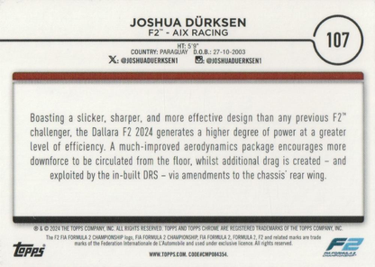 2024 Topps Chrome Formula 1 Joshua Durksen F2C #107 Aix Racing