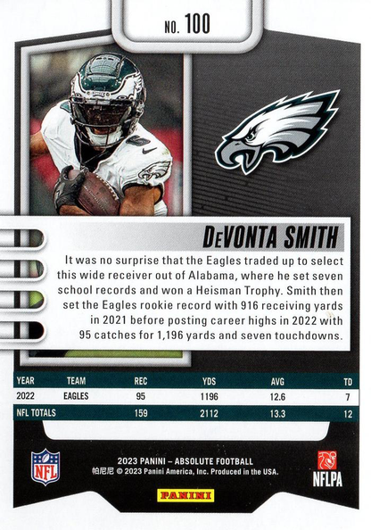 2023 Panini Absolute DeVonta Smith #100 Philadelphia Eagles