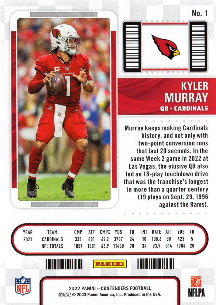 2022 Panini Contenders Kyler Murray Arizona Cardinals #1