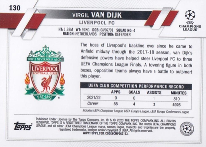 2022 Topps Chrome UCC Virgil Van Dijk #130 Liverpool