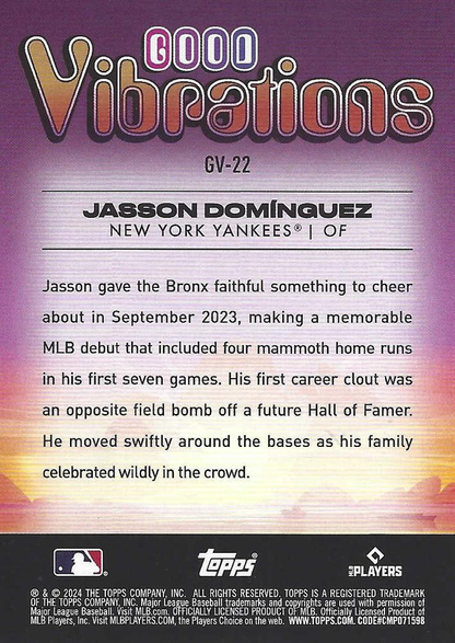 2024 Topps Big League Good Vibrations Jasson Domínguez RC New York Yankees #GV-22