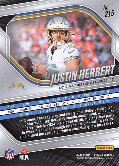 2025 Panini Prizm Justin Herbert #215 Los Angeles Chargers