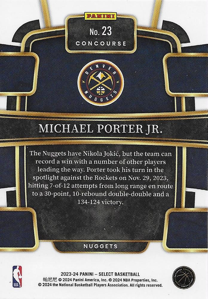 2023 Panini Select NBA Blue Michael Porter Jr. #23 Denver Nuggets
