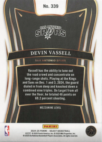 2024 Panini Select Devin Vassell Mezzanine #339 San Antonio Spurs