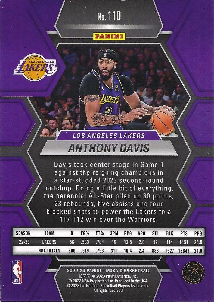 2022 Panini Mosaic Anthony Davis #110 Los Angeles Lakers