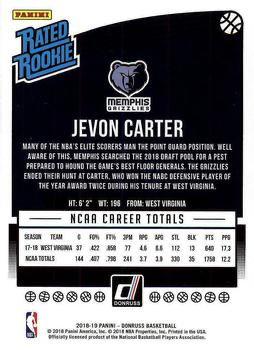 2018 Panini Donruss Rated Rookie Jevon Carter #169 Memphis Grizzlies