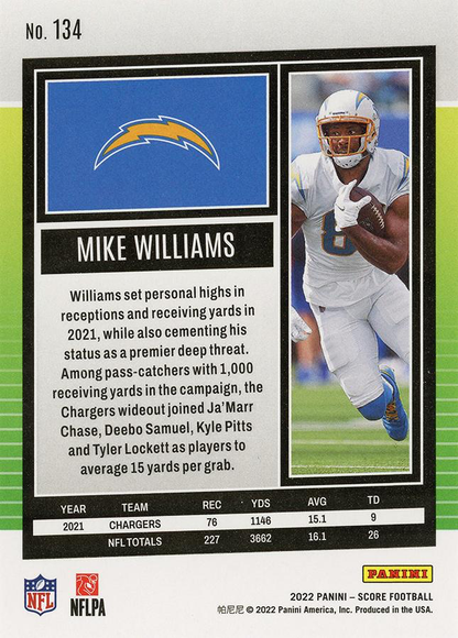 2022 Panini Score Mike Williams Los Angeles Chargers #134