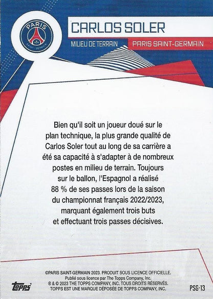2023 Topps PSG Fan Set Carlos Soler #PSG-13 Paris Saint-Germain