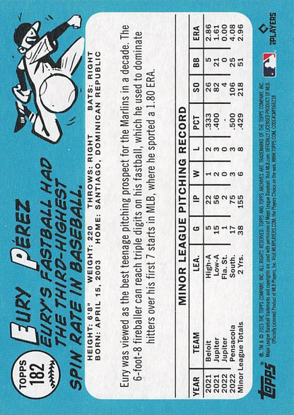 2023 Topps Archives Eury Perez RC #182 Miami Marlins