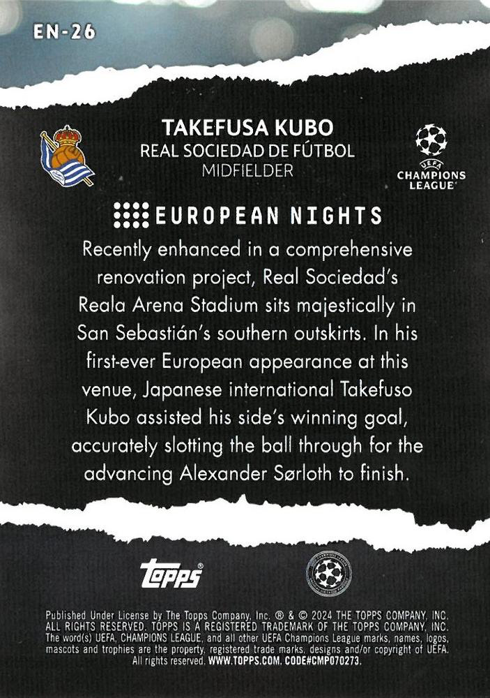 2023 Topps UCC European Nights Takefusa Kubo EN-26 Real Sociedad