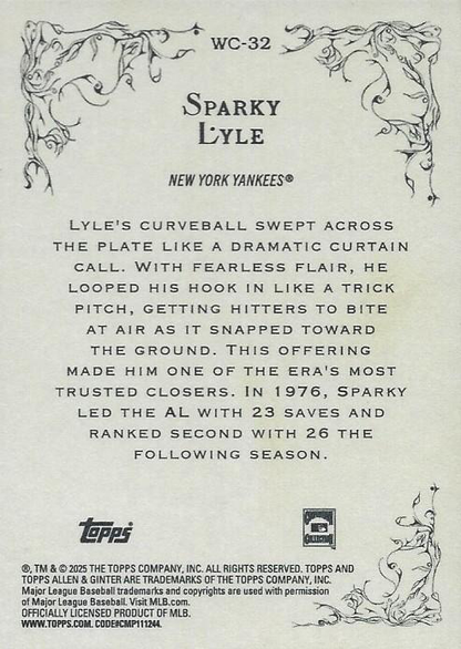 2025 Topps Allen & Ginter Wicked Curves Sparky Lyle #WC-32 New York Yankees