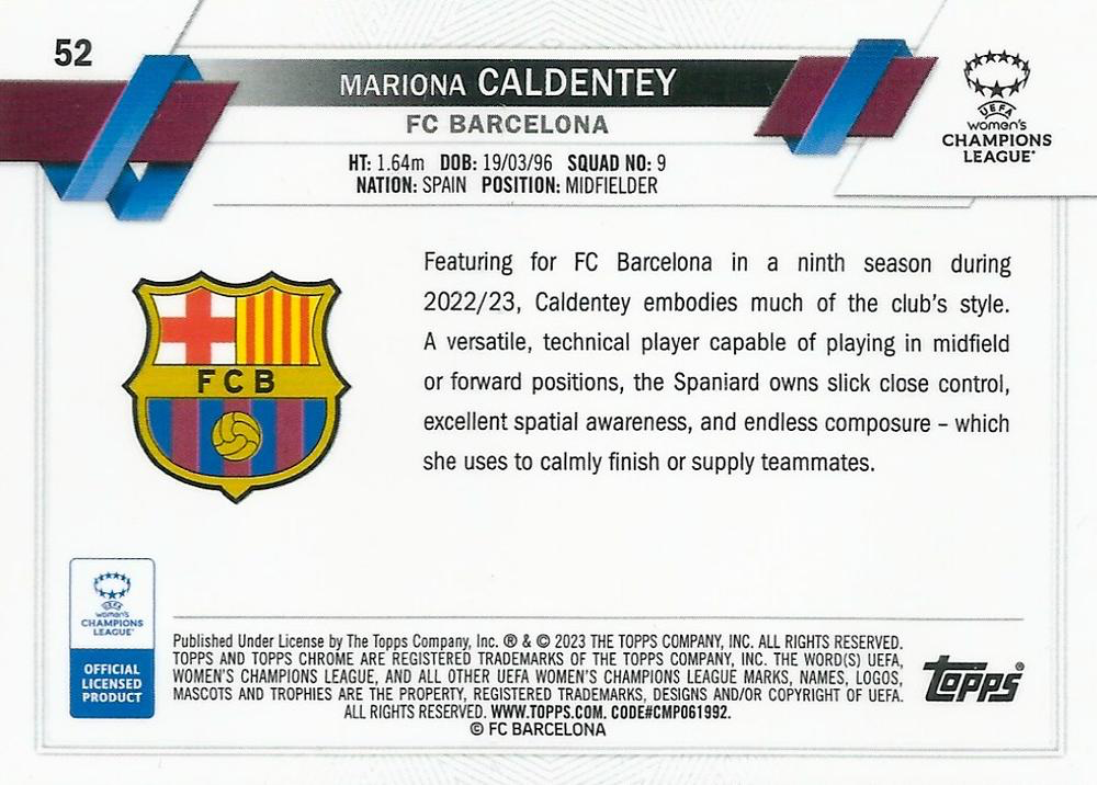 2022 Topps Chrome UCC Women's Mariona Caldentey RC #52 FC Barcelona Femeni