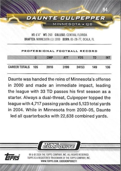 2023 Topps Composite Football Daunte Culpepper Resurgence #94 Minnesota Vikings