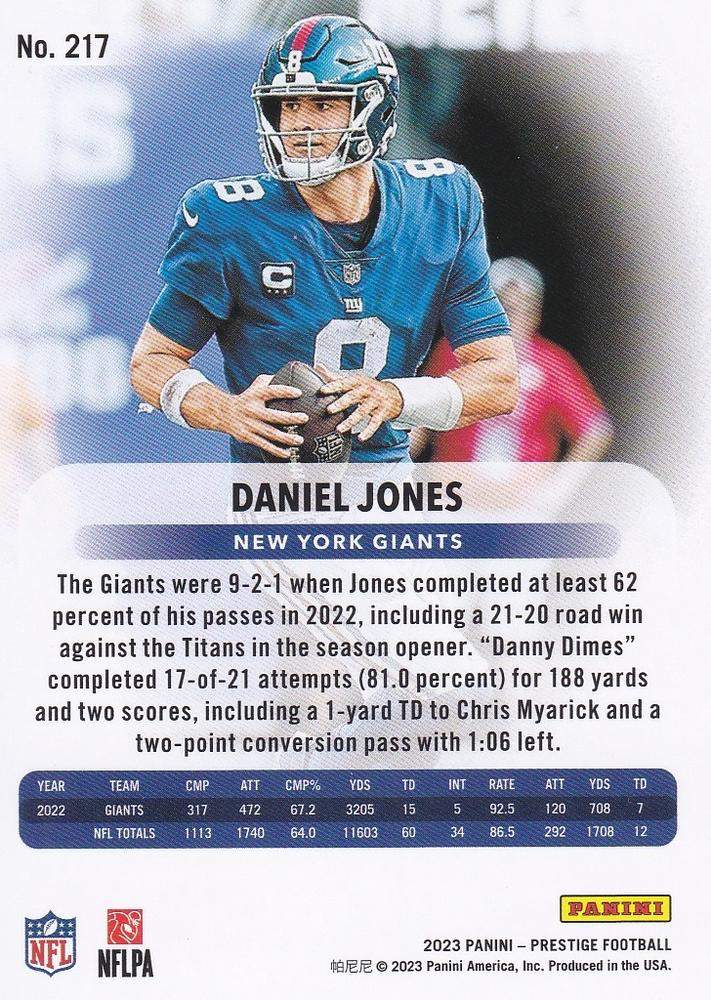2023 Panini Prestige Daniel Jones #217 New York Giants