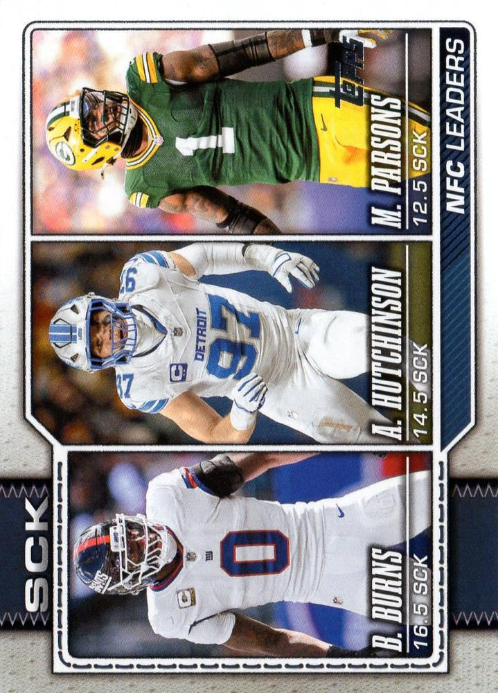 2026 Topps Flagship League Leaders Aidan Hutchinson / Brian Burns / Micah Parsons #287
