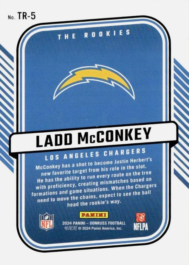 2024 Panini Donruss The Rookies Ladd McConkey RC #TR-5 Los Angeles Chargers