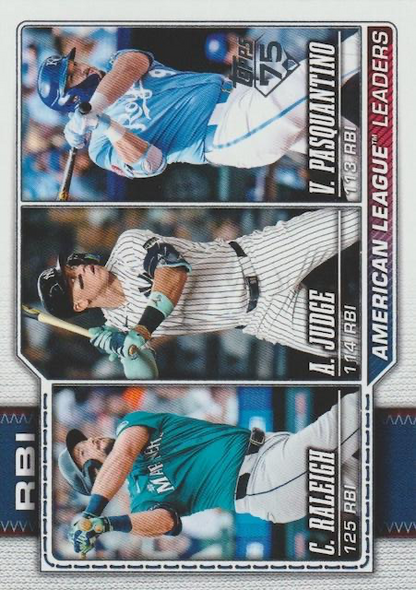 2026 Topps Series 1 American League Leaders RBI (Pasquantino / Raleigh / Judge) LL #211