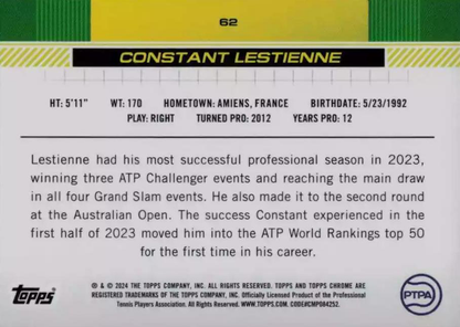 2024 Topps Chrome Tennis Constant Lestienne RC #62