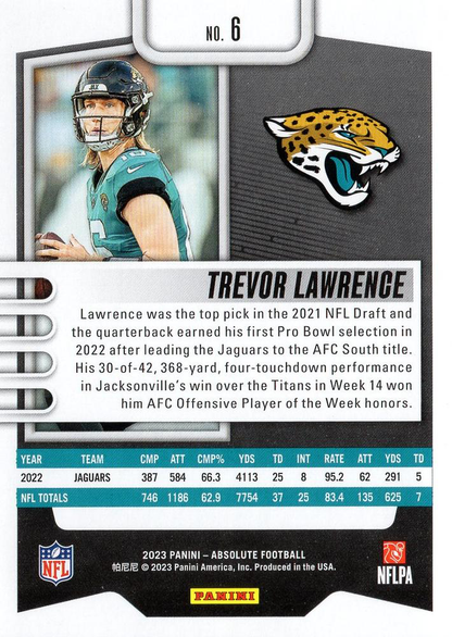 2023 Panini Absolute Trevor Lawrence #6 Jacksonville Jaguars