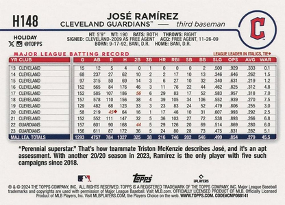 2024 Topps Holiday José Ramírez Cleveland Guardians #H148
