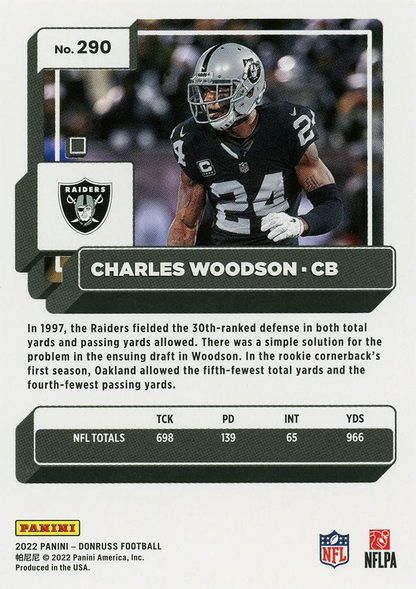 2022 Panini Donruss Charles Woodson #290 Oakland Raiders
