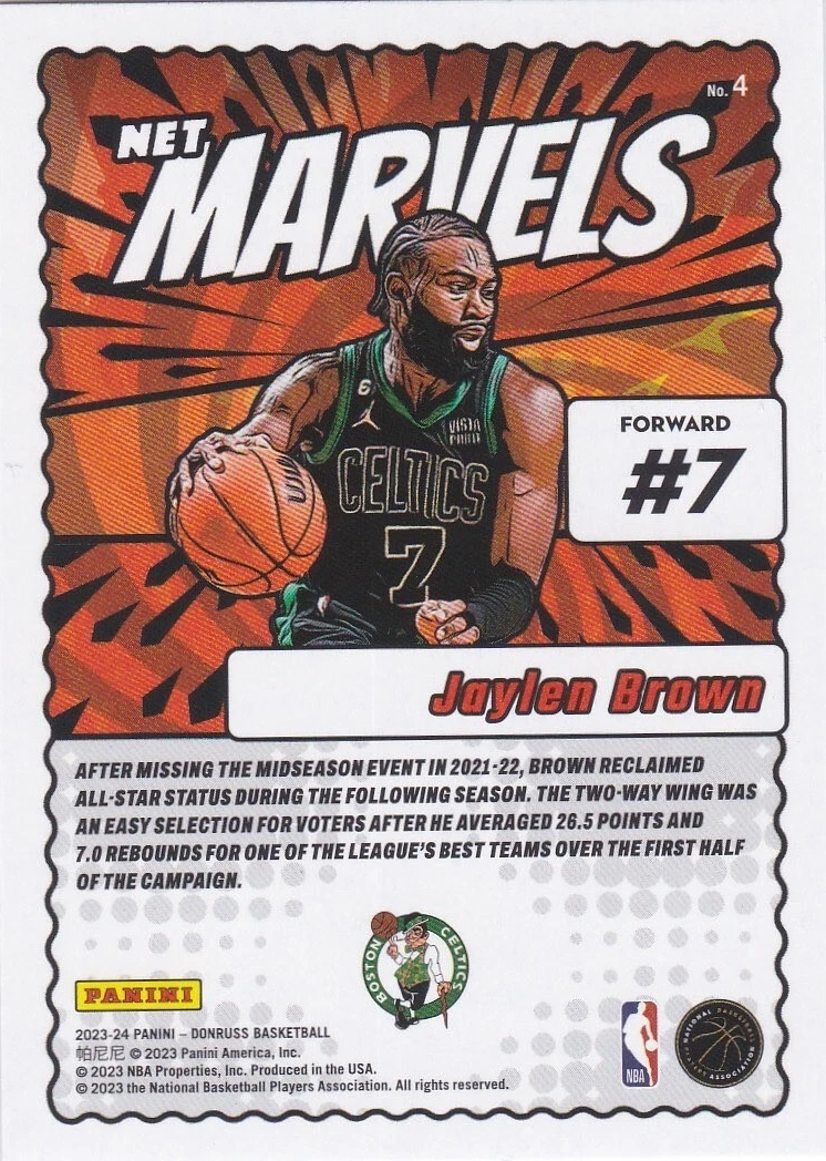 2023 Panini Donruss Net Marvels Jaylen Brown #4 Boston Celtics