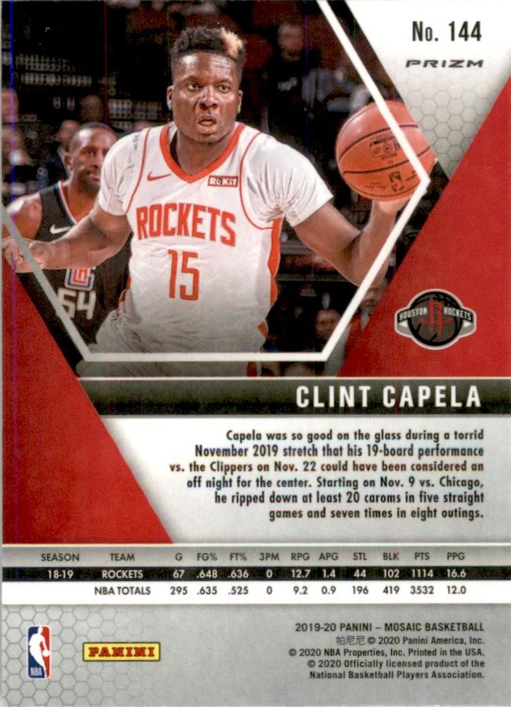2019 Panini Mosaic Green Prizm Clint Capela #144 Houston Rockets