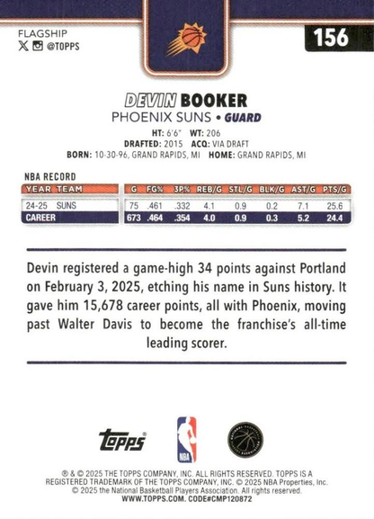 2025 Topps NBA Devin Booker #156 Phoenix Suns
