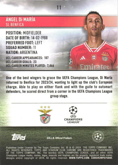 2023 Topps Stadium Club Chrome UCC Refractor Angel Di María #11 Benfica
