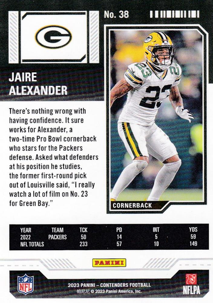 2023 Panini Contenders Bronze Parallel Jaire Alexander Green Bay Packers #38
