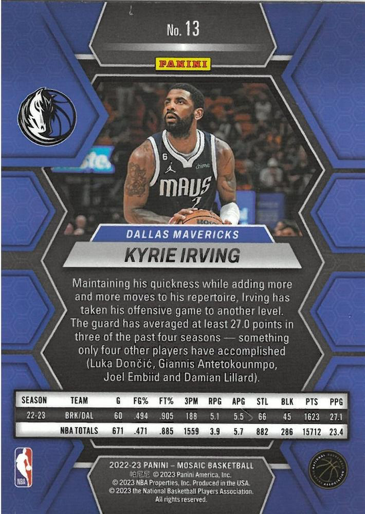 2022 Panini Mosaic Kyrie Irving #13 Dallas Mavericks