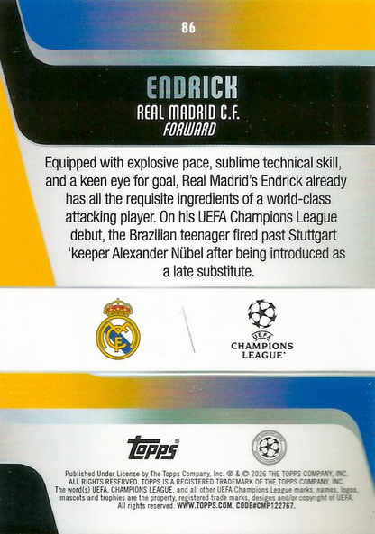 2025 Topps Flagship UCC Endrick #86 Real Madrid